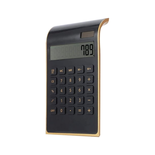 Calculadora solar, pantalla LCD Fácil de leer Calculadoras de escritorio delgadas y elegantes Tamaño compacto Conveniente para llevar para estudiantes Oficina Negocios Hogar(negro)