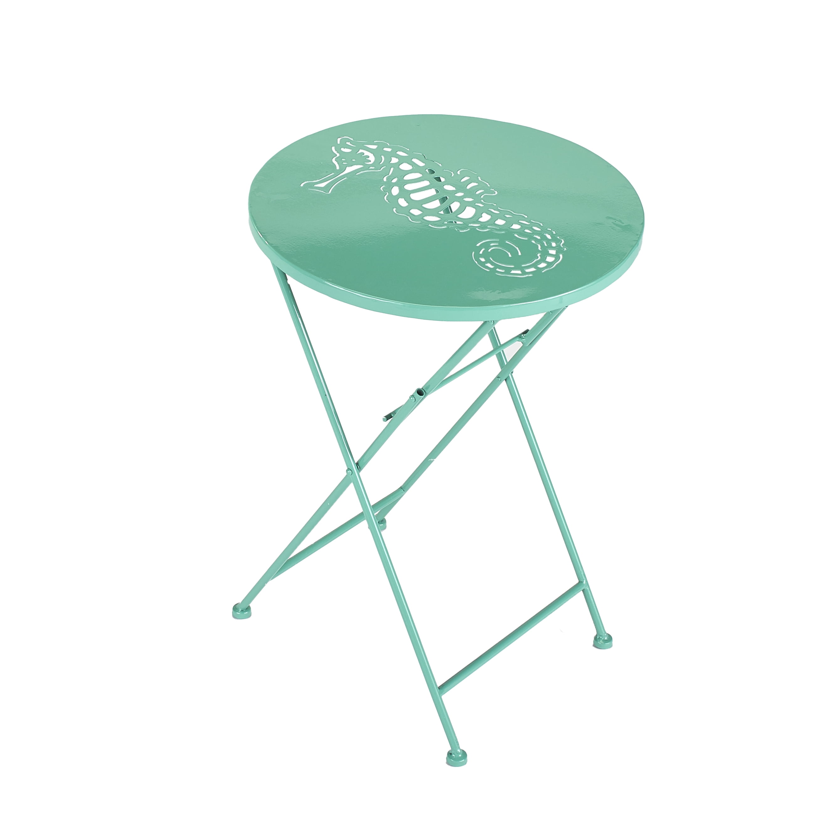 Foldable Metal Icons Sea Creatures Outdoor Bistro Table - Seahorse