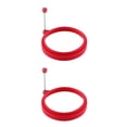 thumbnail image 2 of Toystoory Forma de huevo frito Círculo Cena Cocina Molde de anillo moldeador con mango Reutilizable Hogar Panqueque Freír Molde Utensilios de Rojo 2piezas, 2 of 6