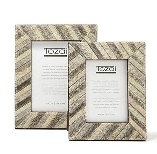 Grey Diagonal Tozai Home 4x6 & 5x7 Cowhide Frame Set 