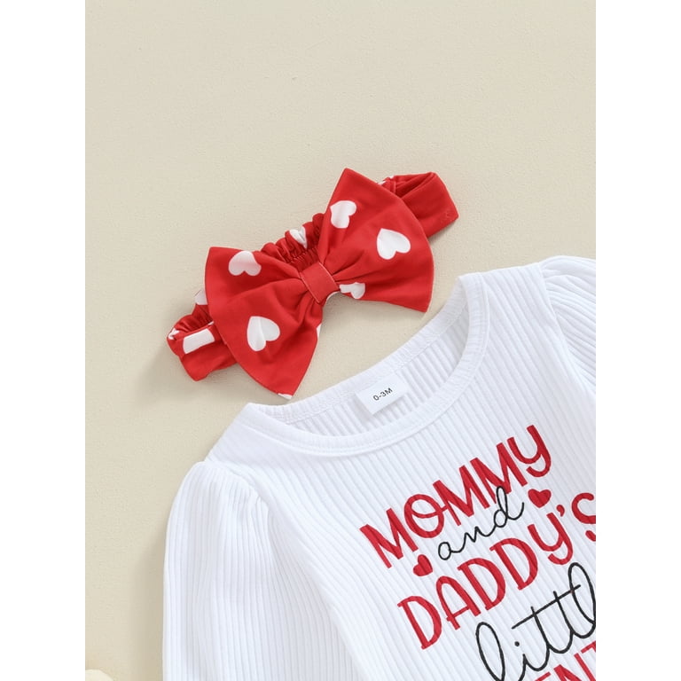 JiAmy Baby Meisjes Mijn 1e Valentijnsdag Outfit Pasgeboren 4 Stuk