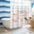 thumbnail image 5 of No Hook Shower Curtain, Flamingo Shower Curtains for Bathroom with See Through Top Window, Summer Animals Botanical Plaid Waterproof & Washable Bath Curtain 60"x72", 5 of 9