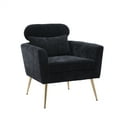 thumbnail image 4 of 29.5"W Chenille Accent Armchair,Modern Upholstered Tufted Leisure Arm Chair with Golden Legs and Throw Pillow,  Single Sofa Leisure Comfy Chair with Padded Seat for Living Room Bedroom,Black, 4 of 7