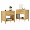 thumbnail image 7 of EYYTHUNG Large Nightstand Set of 2, Farmhouse Bedside End Table with Open Storage Shelf, Modern Wood Night Stand for Sofa, Natural Oak, 7 of 7