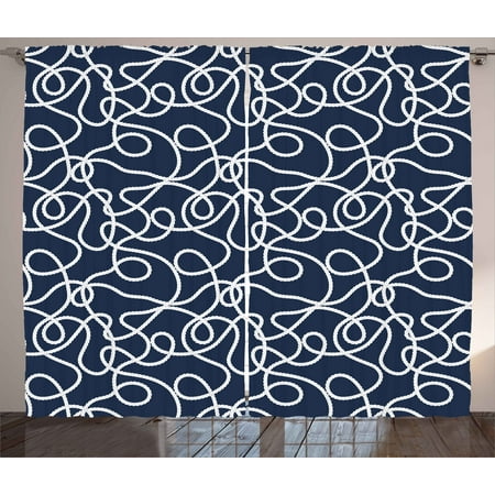 Navy Curtains 2 Panels Set Under The Sea Atlantic Ocean Inspired