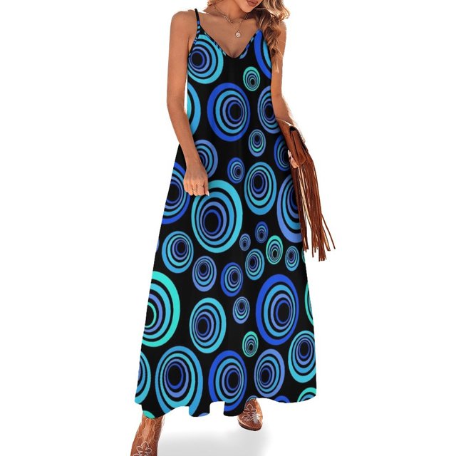 Retro en bonito vestido azul sin mangas vestidos de mujer para ocasiones especiales vestidos de noche ropa estética