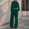 thumbnail image 7 of Two Piece Sets for Women Crew Neck Long Sleeve Cropped Top Wide Leg Pants Lounge Set Cozy Sweatsuits Fashion 2026, 7 of 7