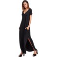 thumbnail image 3 of Women's V Neck Side Pockets Split Hem Beach Long Maxi Dress, 3 of 6