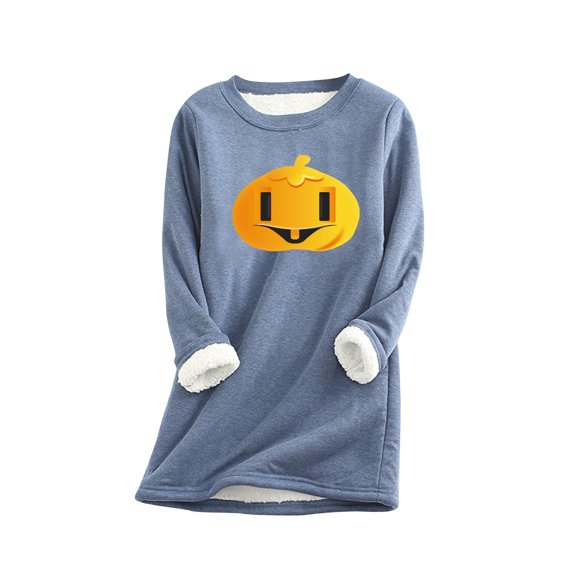 IROINNID Long Sleeve Shirts for Women Winter Reduced Women's Plush Warm Undershirt Long Sleeve Crewneck Top,Blue