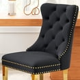 thumbnail image 6 of Velvet Dining Chairs Set of 4, Upholstered Tufted Dining Chairs with Stainless Steel Legs & Pull Ring for Dining Room, Living Room, 6 of 6