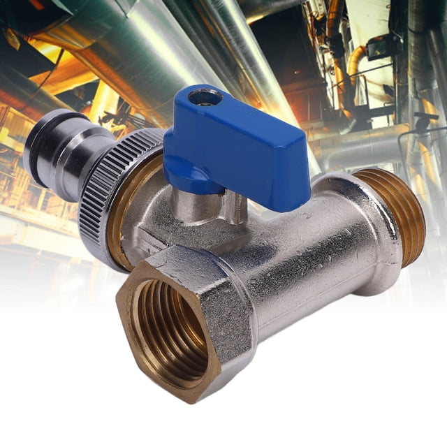 Angle Shut Off Valve, NPT 3/8 Inch Interface Versatile Usage Sturdy Rustproof T Connector Ball Valve G1/2 DN15 Thread for Washing Machine Toilet