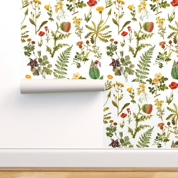 Peel-and-Stick Removable Wallpaper Vintage Florals Wildflowers