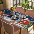 thumbnail image 3 of Navy Blue Christmas Table Cloths for 4 Foot Rectangle Tables, Santa Elk Gifts Snowflake Winter Xmas Tree Patio Waterproof Elastic Fitted Tablecloths, Washable Rectangular Table Cover for Camping, 3 of 8