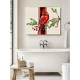 thumbnail image 6 of Cardinal Birds Canvas Print Wall Art Green Leaf Berry Red Plaid Vintage Linen Pictures Painting Morden Artwork for Living Room Bedroom, Ready to Hang - 12"x16", 6 of 6