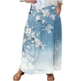 thumbnail image 2 of Spring Dresses for Women Viikei Women's A-line Skirt with Pockets,Women's Printed Elastic Waistband Pleated Pocket Skirt With Mid Calf Skirt Blue XL, 2 of 5