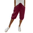 thumbnail image 3 of Jxximdong Pants for Women Women's Knee Length Short Pants Ladies Loose Drawstring Casual Solid Color Shorts Red XL Trousers, 3 of 8
