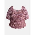 thumbnail image 5 of Terra and Sky Women’s Plus Smocked Blouse with Elbow Length Sleeves, Sizes 0X-4X, 5 of 5