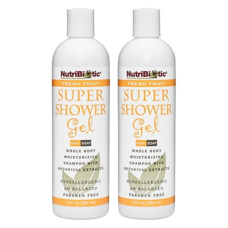 NutriBiotic Fresh Fruit Super Shower Gel, 12 Oz Twin Pack