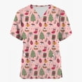 thumbnail image 4 of Uniforme de enfermera de moda para mujer, estampado de muñeco de nieve navideño, manga corta, cuello en V, uniforme de trabajo de Papá Noel, uniforme de trabajo médico 2024, 4 of 5