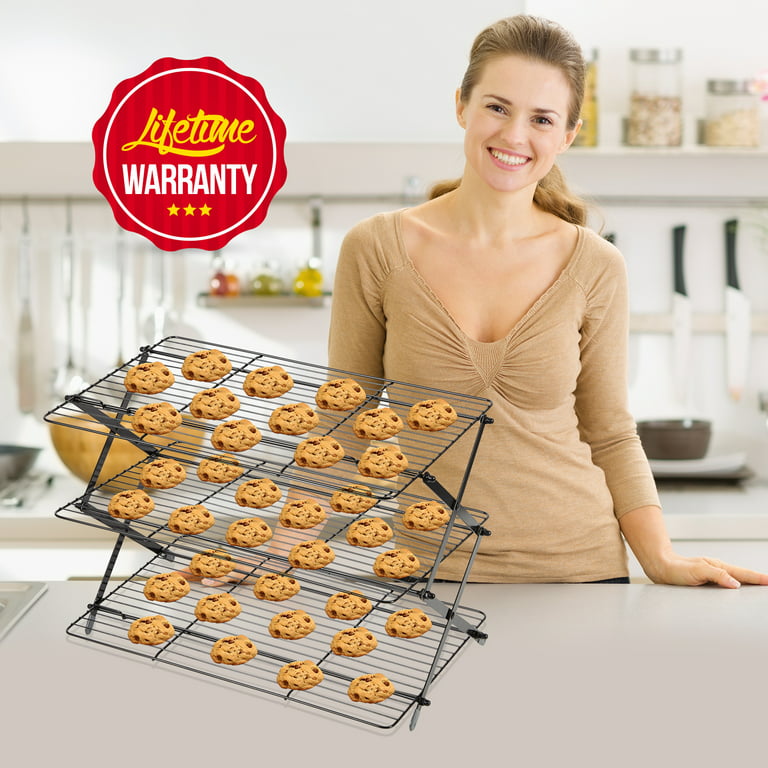 3-Tier Collapsible Cooling Rack - Bonus Baking Mat Included - Expandable &  Foldable Cookie Cooling Wire Rack - Baking Rack - Foldable Cooling Rack For