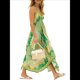 thumbnail image 2 of Vestido de Vacaciones Bohemio con Cuello en V, Floral, Sin Mangas, Holgado, con Espalda Descubierta y Dobladillo Irregular para Mujer. Verde L, 2 of 9