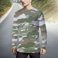 thumbnail image 2 of TSADFHJI Mens T-Shirts Graphiques 2Xlt Mens Shirts Manches Longues Camouflage Imprimé Col Rond T-Shirt Col Rond Blouse Légère Hauts L Vert Armée, 2 of 4