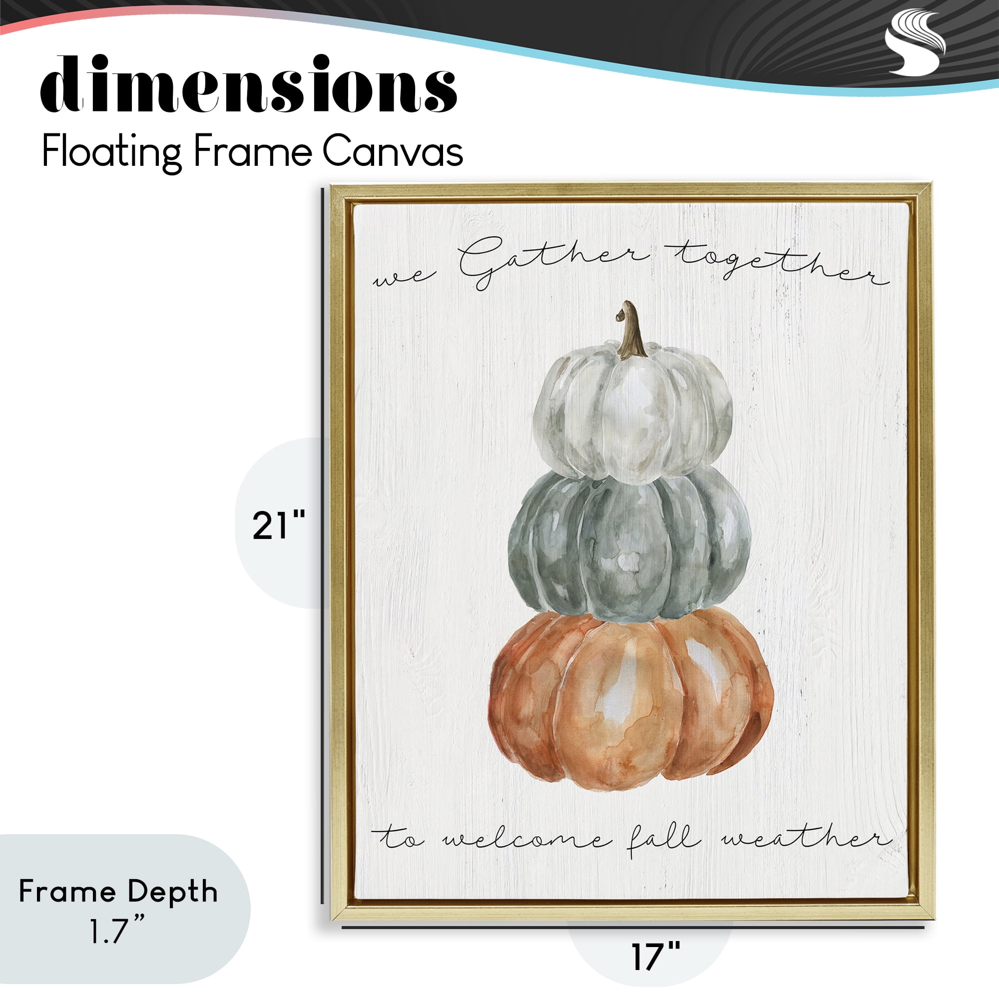 Stupell Industries Gather Together Fall Weather Gold Framed Floater Canvas Wall Art, design by Livi Finn