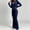 Navy, variant on Josdec Women's Velour 2‑Piece Tracksuit Set, Zip‑Up Hooded Cropped Long Sleeve Tops and Elastic Waist Flared Pants, Casual Sport Outfit, S‑2XL