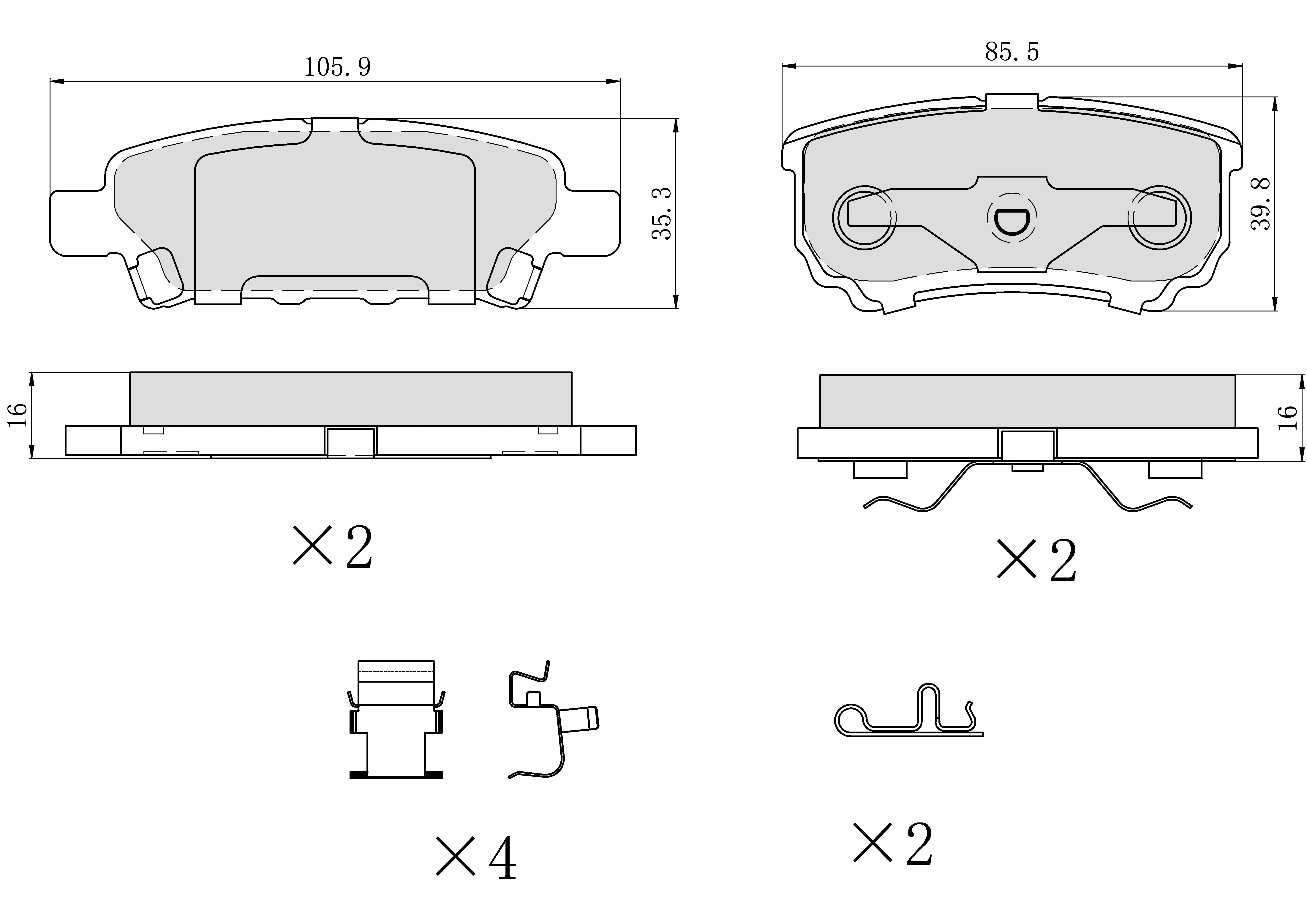 UltraHC 700 Brake Pad Set, Rear HC7.1037.0.C, Jeep Compass 2017-2007