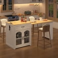 thumbnail image 1 of Noble House Extendable Counter Table with Wheels & Power Outlet,White+Natural, 1 of 9
