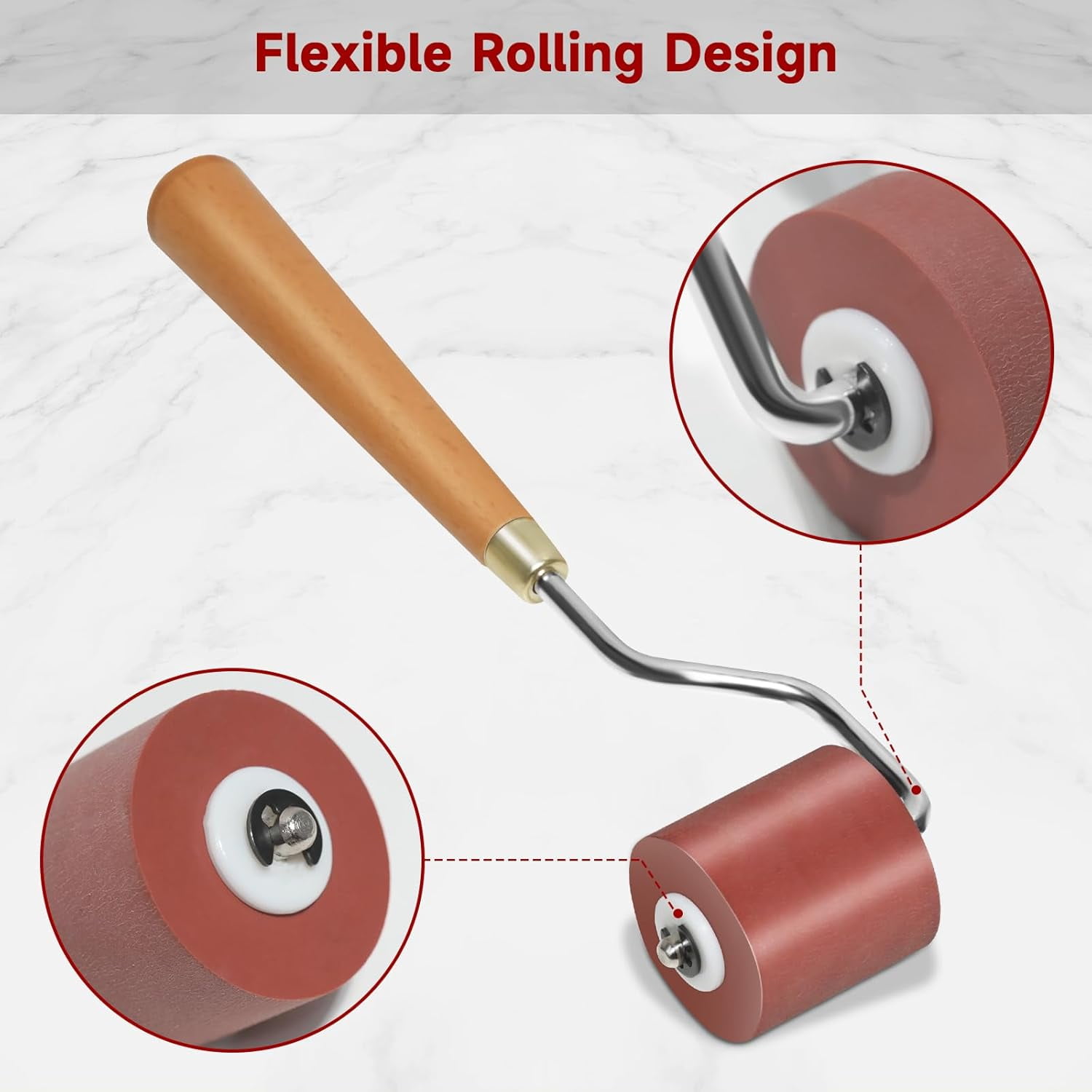 ABPETE 3pcs Rubber Rollers Brayer - Brayer Rollers for Crafting, Ink Roller Set with Comfort Grip for Printmaking, Crafts, and Stamping