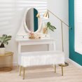 thumbnail image 3 of Costway Fauxfur Ottoman Bench Modern Vanity Bench Stool w/ Golden Legs White, 3 of 10
