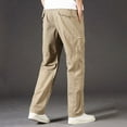 thumbnail image 5 of GuangCheng George Men Casual Loose Fit Cargo Pants Durable Blended Multi Pocket Elastic Waist Comfortable Outdoor Work Trousers,Size:XL, 5 of 5