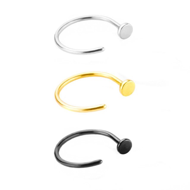Anillos para la nariz de acero inoxidable Sunnimix 3 lotes color negro dorado plateado