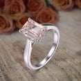 thumbnail image 2 of 1.00 Carat Desinger Emerald Cut Peachy Pink Morganite Engagement Ring on 10k White Gold on Sale, 2 of 3
