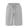 thumbnail image 5 of Mens Shorts Men's Fashion Casual Cotton Hemp Drawstring Solid Color Beach Shorts Pants Jean Shorts Cargo Shorts for Men Light Gray M Cotton Linen, 5 of 5