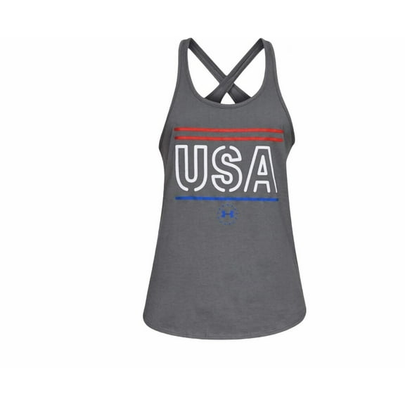 Under Armour Women's Freedom Usa Outdoor Tank Top, Pitch Gray,XL - US