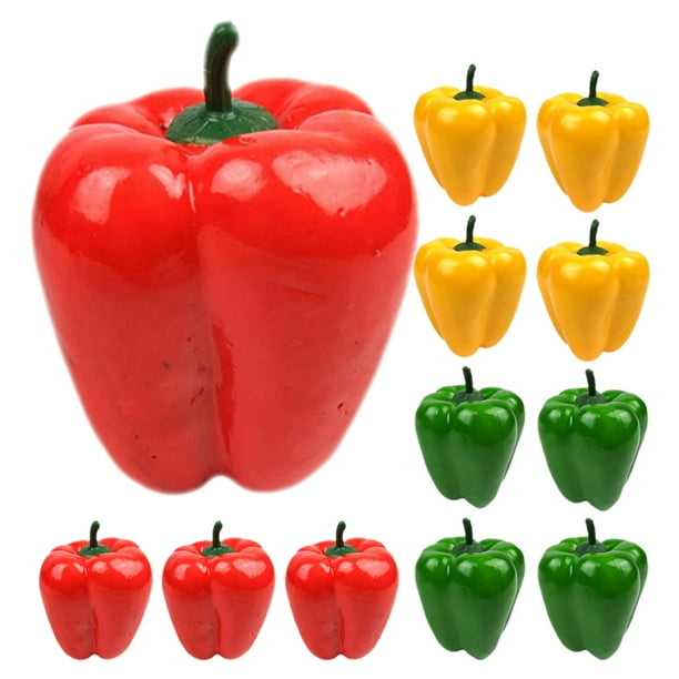 KAKOWELY 12 pimientos morrones artificiales, accesorios para fotos, verduras falsas, pimientos falsos, decoración para el hogar.