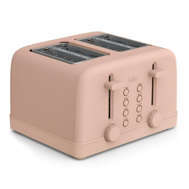 bella tostador de 4 rebanadas, control de sombra de 6 ajustes con botones de recalentamiento y cancelación, bandeja extraíble para migas, antiatascos y apagado automático, 900 W, flor