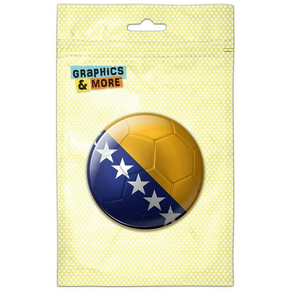 Bosnia and Herzegovina Flag Soccer Ball Futbol Football Pinback Button Pin Badge