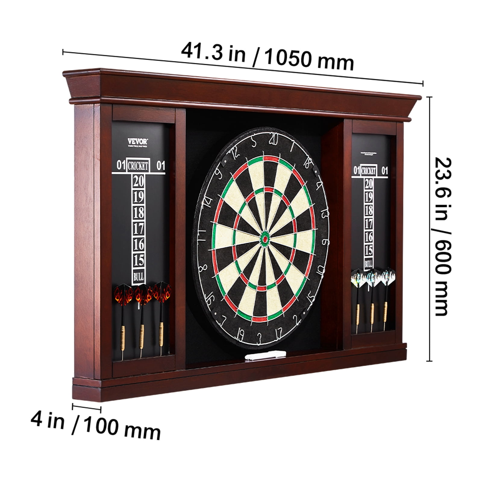 VEVOR Dartboard and Cabinet Set, Ready-to-Play Bundle Official Size Dartboard Cabinet Set, Steel Tip Dart Cabinet, Features Easy Assembly, Complete with All Accessories, Perfect for Cricket Games
