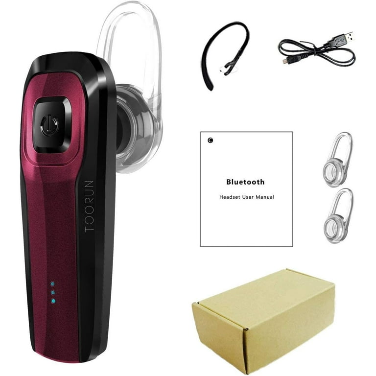 TOORUN Bluetooth Earpiece M26 Bluetooth Headset Handsfree Wireless Headphone with Noise Cancelling and Microphone Compatible for Android iPhone Cell