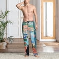 thumbnail image 5 of Mens Pajama Pants - Soft Sleep & Lounge Pants for Men, Coastal Cat By The Window Cuteness Casual PJ Bottoms Pants with Pockets, 5 of 5