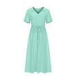 thumbnail image 3 of Uaswgudfs Women's Summer Casual Dress:Collar Short Sleeve Midi with Belted Waist & Flowy Skirt - Everyday Lightweight Comfort & Elegant Style Green 2XL, 3 of 4