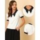 thumbnail image 2 of Blusa de Manga Corta Allegra K con Textura y Pajarita para Mujer Blanco M, 2 of 5