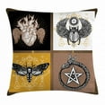 thumbnail image 1 of Occult Decor Throw Pillow Cushion Cover, Authentic Occult Themed Insects Print Forces of Nature and Mother Earth Boho Line, Decorative Square Accent Pillow Case, 16 X 16 Inches, Multi, by Ambesonne, 1 of 2
