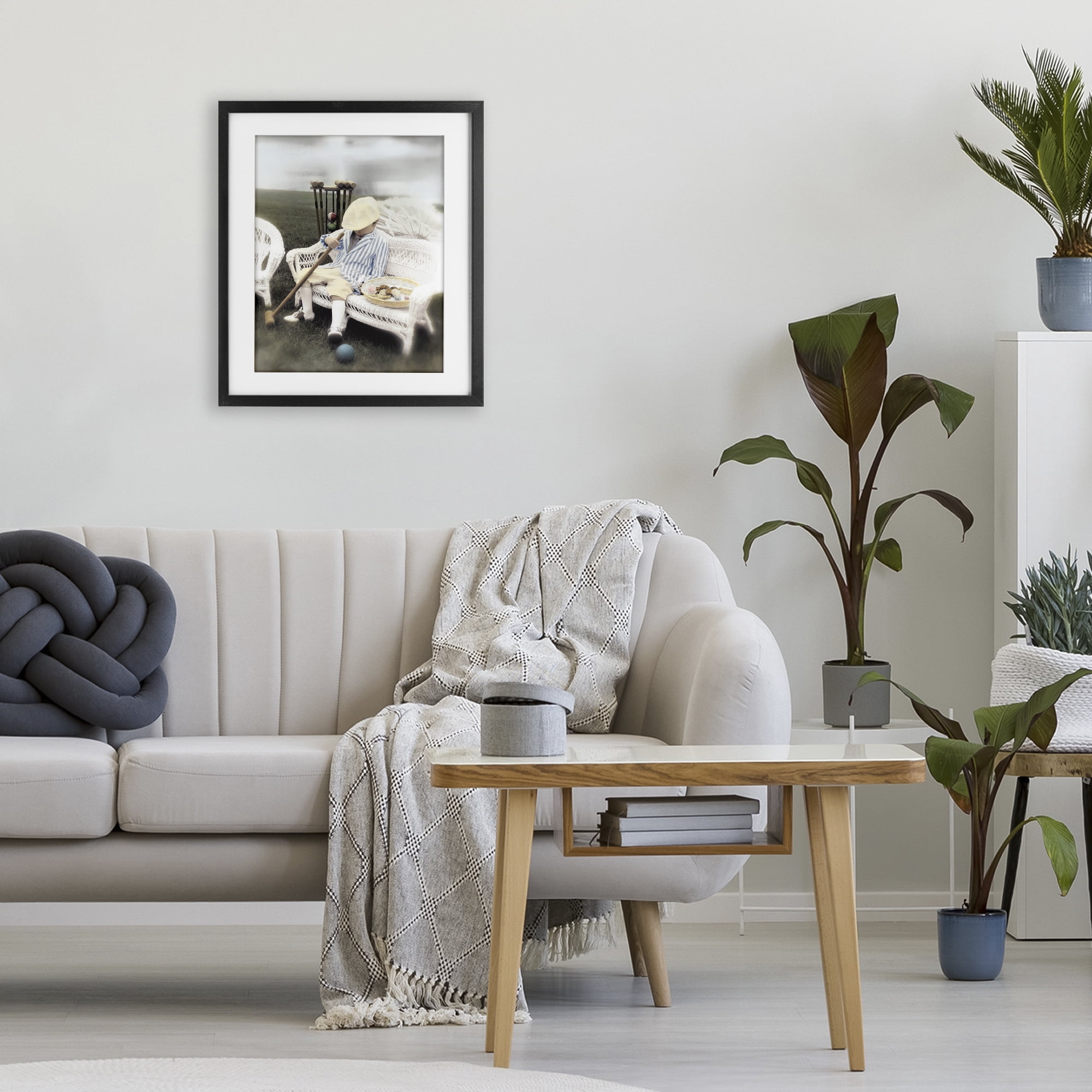 Stupell Industries Child with Croquet Mallet Black Framed Print Under Glass, design by Kendra Dew