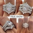 thumbnail image 4 of SFTING Pear Wedding Ring Sets for Women 925 Sterling Silver Promise Engagement Ring Enhancer Bridal Sets Jewelry Gift for Her Size 7, 4 of 8
