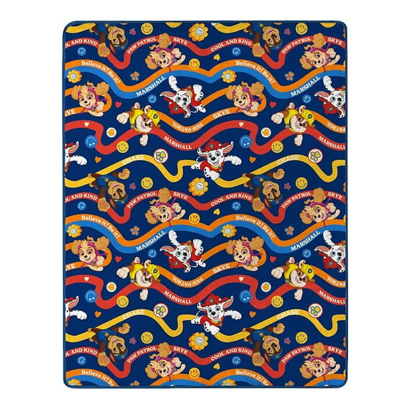 Paw Patrol Believe It Pups Chase, Skye, Marshall, Rubble Silk Touch Throws, 46" x 60"