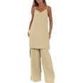 thumbnail image 1 of Conjunto de Pantalones Cortos de Verano con Cuello en V, Blusa sin Mangas Y Pantalones de Bolsillo Sueltos, Traje Casual de 2 Piezas para Mujeres, Conjunto de Mezcla de Algodón de Lavado a Mano, 1 of 9